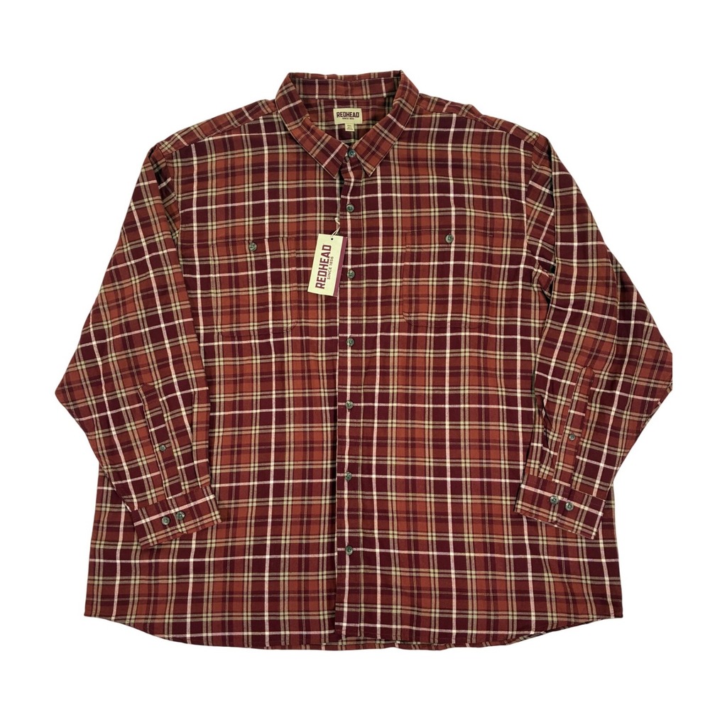 RedHead Ozark Mountain Flannel Shirt Mens 5XL Port Plaid Cotton Long Sleeve NWT